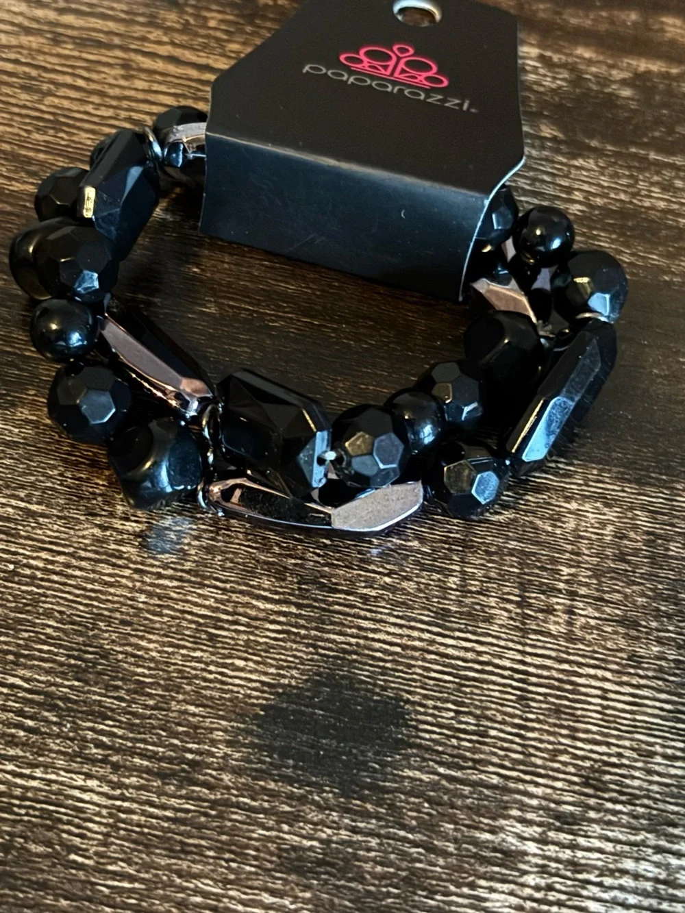 Paparazzi Luxe Jet Black Faceted Beaded Bracelet